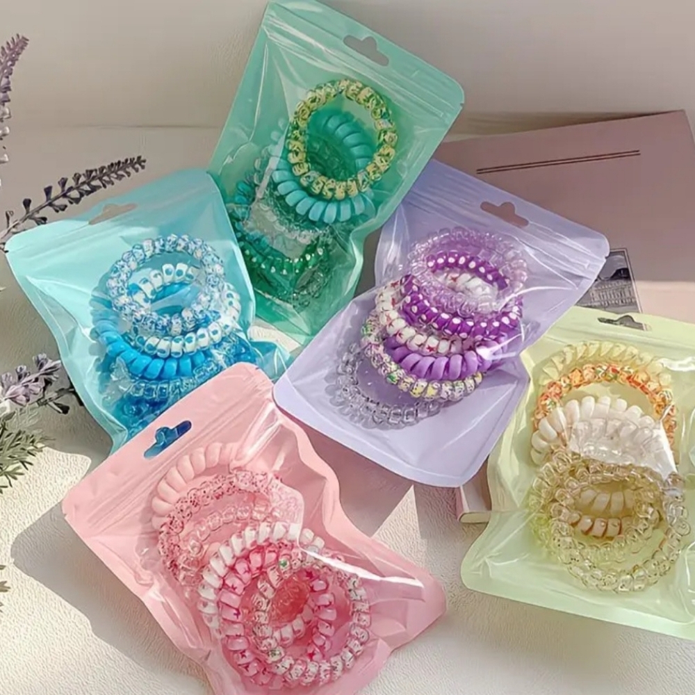 NWT Colorful Spiral Hair Ties Set Of 6 Pick Your Set